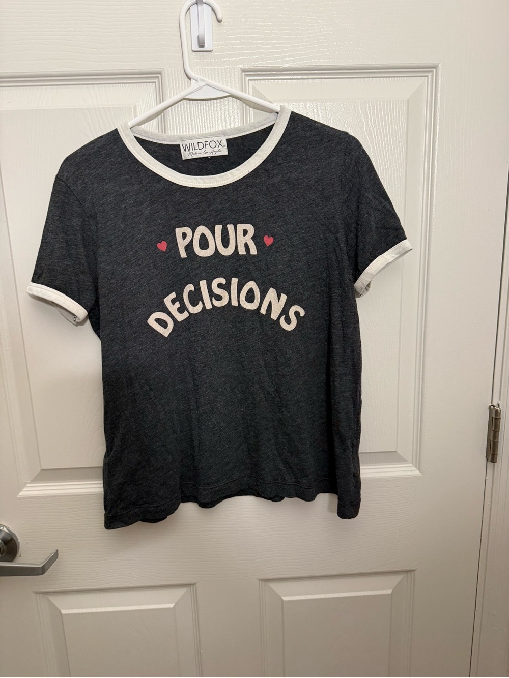 Wildfox Charcoal Ringer Tee “POUR DECISIONS”